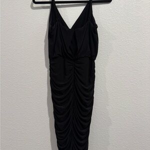 Eliza J Black Ruched Midi Dress